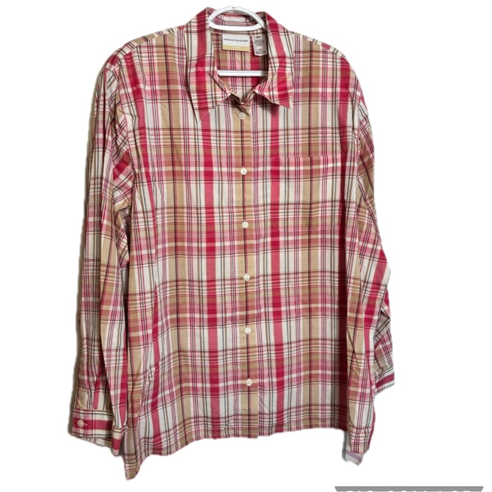 Women’s Alfred Dunner Long Sleeve Button Up Pink Plaid Shirt NWT Size 22W